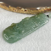 Grandmaster Type A Icy Blueish Green Jadeite Fu Gou on Dragon Pendant 30.95g 68 by 25 by 9.3mm - Huangs Jadeite and Jewelry Pte Ltd