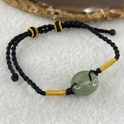 Type A Blueish Green Jadeite Ping An Kou Donut With String Bracelet 2.63g 14.9 by 6.6mm - Huangs Jadeite and Jewelry Pte Ltd