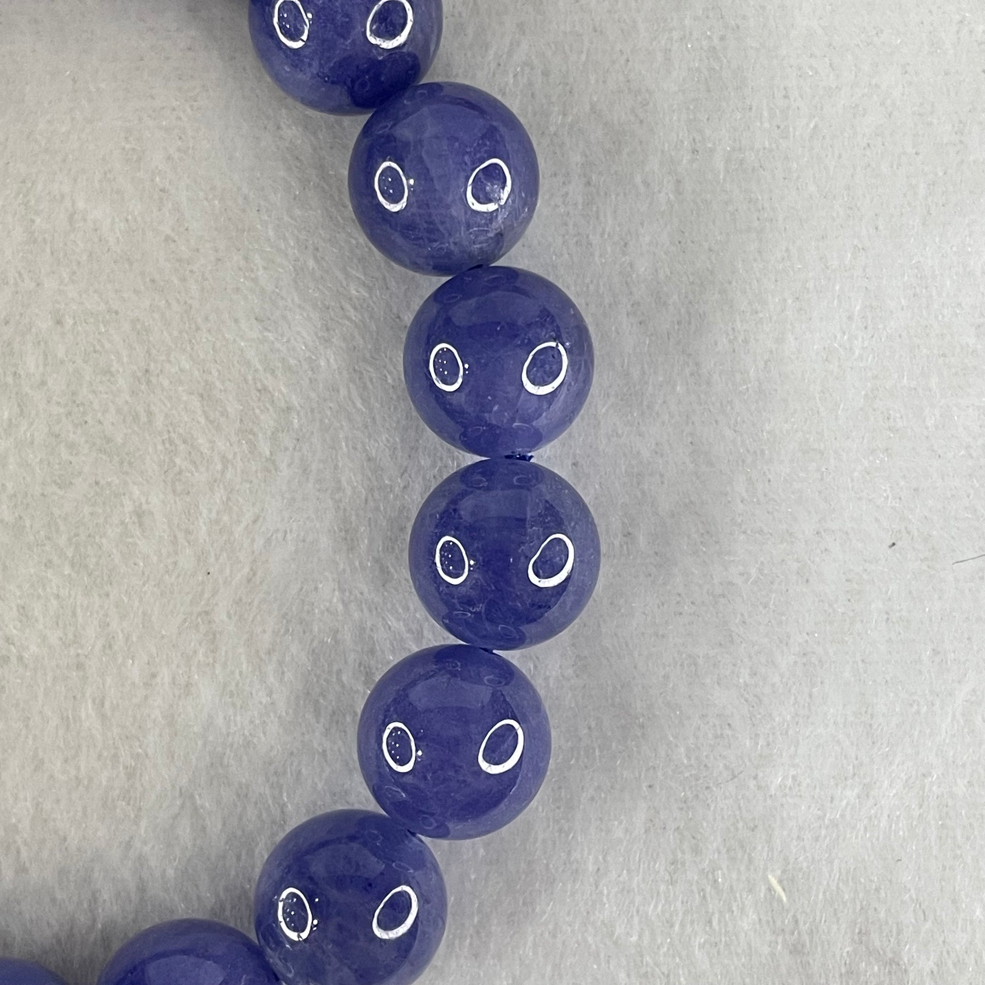 Above Average Grade Natural Blue Tanzanite Beads Bracelet 43.01g 16cm 11.2mm 18 Beads - Huangs Jadeite and Jewelry Pte Ltd