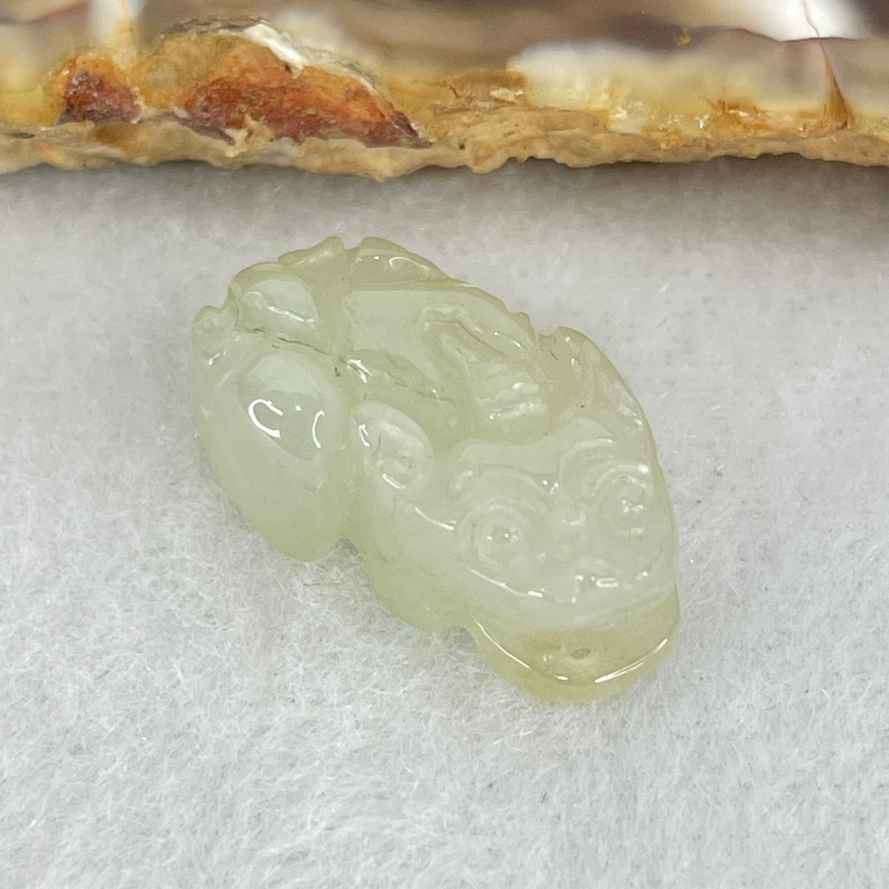 Type A Jelly Faint Green Jadeite Pixiu Charm 3.32g 19.7 by 11.8 by 7.2mm - Huangs Jadeite and Jewelry Pte Ltd
