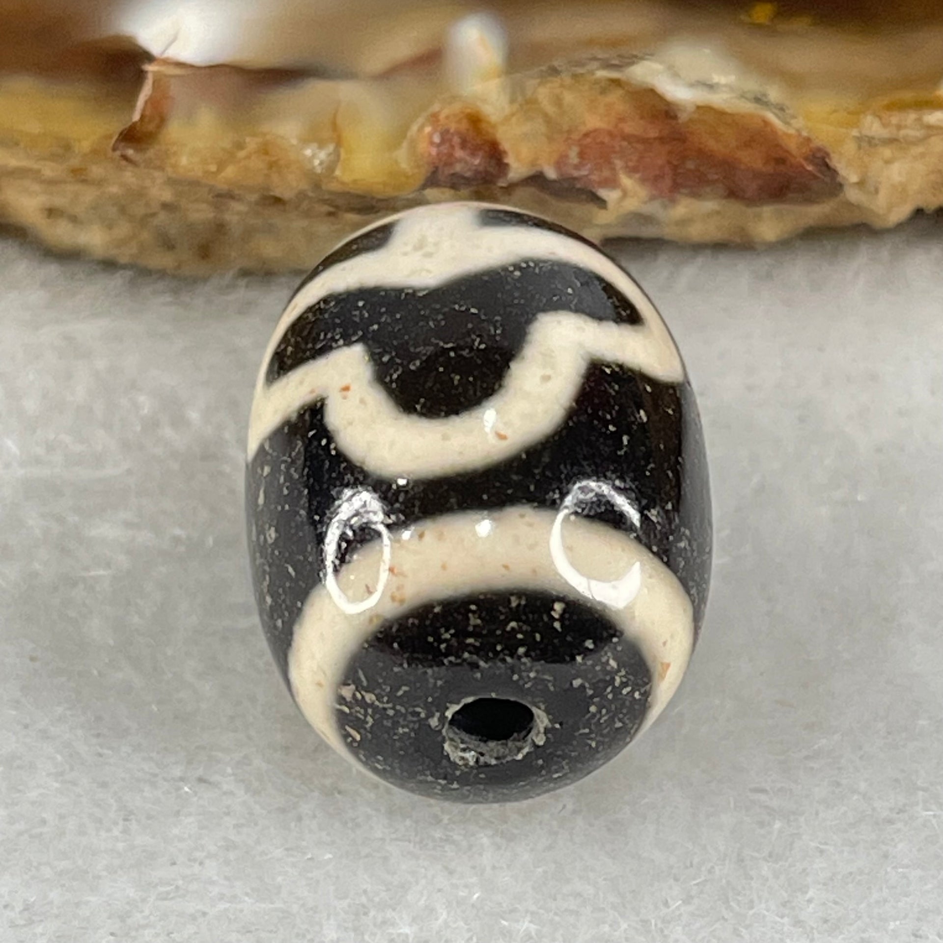 Natural Powerful Tibetan Old Oily Agate Double Bodhi Tree Dzi Bead Heavenly Master (Tian Zhu) 菩提树天珠 5.00g 17.9 by 13.5mm - Huangs Jadeite and Jewelry Pte Ltd