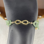 Natural Type A Blueish Green Jadeite Multi-Heart Bracelet | Adjustable 14-17cm Gold-Toned Elegant Fine Layering Chain (4.77g,  10.8x10.4x2.4mm 4 Pieces) - Huangs Jadeite and Jewelry Pte Ltd