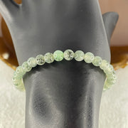Natural Type A Semi Icy Light Green & Wuji Piao Hua Jadeite Beads Bracelet |(10.15g | 15.5cm | 5.8mm x 32 Beads | Heart, Root & Throat Chakra Synergy, "Wuji" Spatial Shield & Feng Shui Serenity Anchor) - Huangs Jadeite and Jewelry Pte Ltd