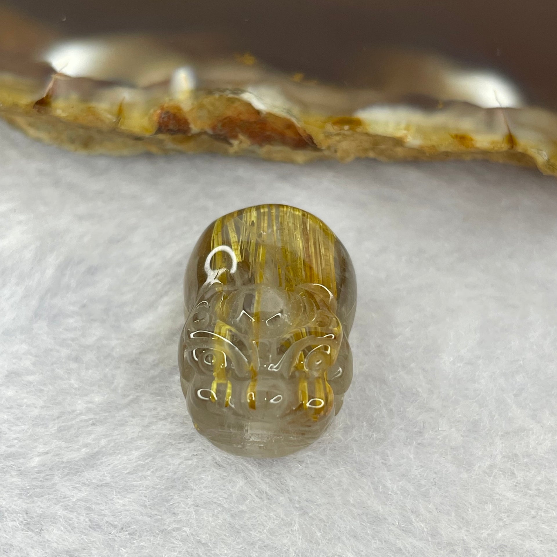 Good Grade Natural Golden Shun Fa Rutilated Quartz Pixiu Charm for Bracelet 天然金顺发水晶貔貅 4.91g 18.8 by 13.1 by 11.1mm - Huangs Jadeite and Jewelry Pte Ltd