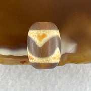 Natural Powerful Tibetan Old Oily Dark Brown Yellow Agate Tiger Tooth Daluo Dzi Bead Heavenly Master (Tian Zhu) 1.98g 13.7 by 9.8mm - Huangs Jadeite and Jewelry Pte Ltd