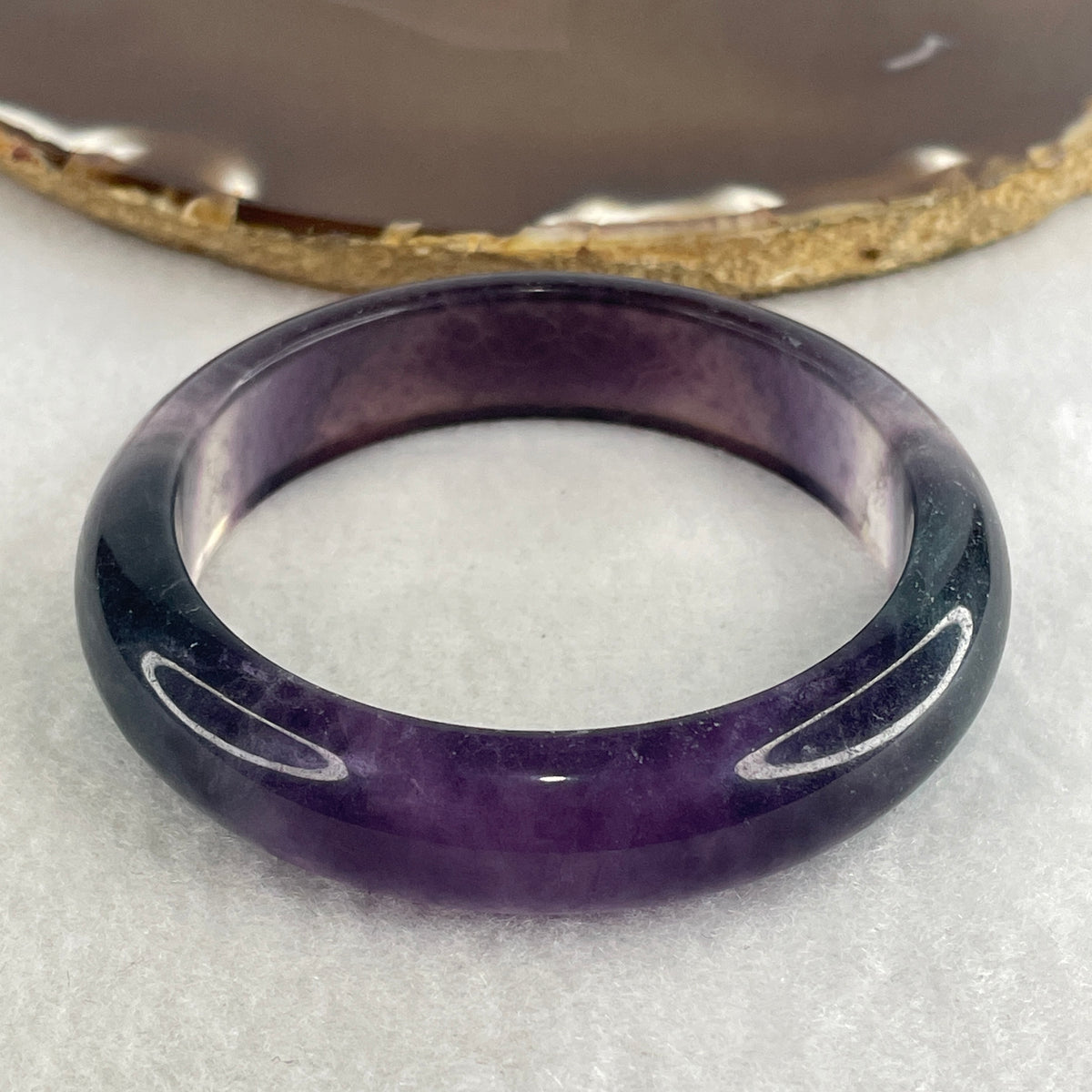 Natural Green & Purple Fluorite Bangle | (54.22g | 54.9mm Inner Diameter | 13.7x8.3mm | Very Very Slight Natural Internal Line | Heart, Third Eye & Crown Chakra Synergy, Mental Clarity, Spiritual Protection & Inner Peace)