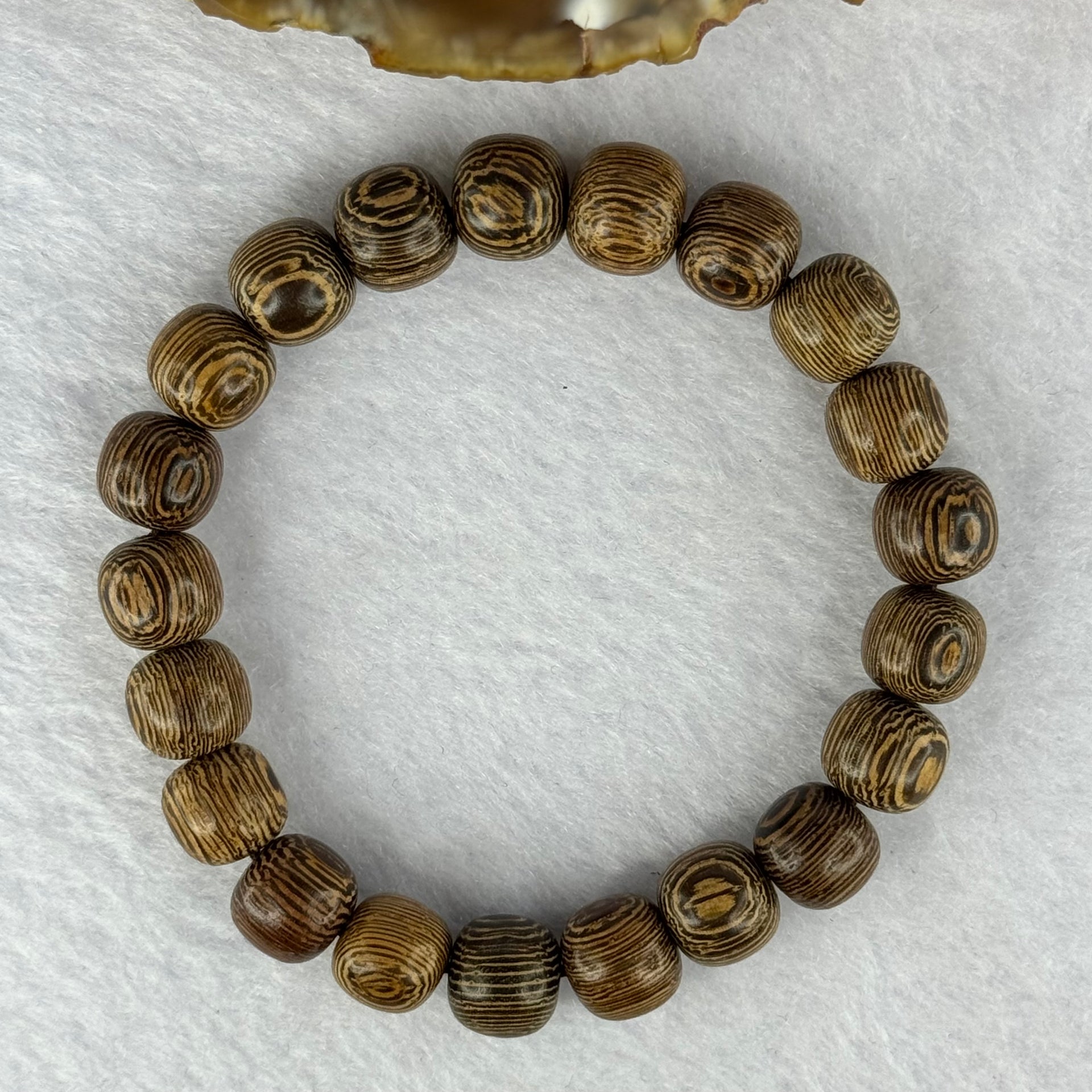 Natural Wenge Wooden Beads Bracelets 天然鸡翅木手链 9.37 16.5cm 10.3mm 21 Beads - Huangs Jadeite and Jewelry Pte Ltd