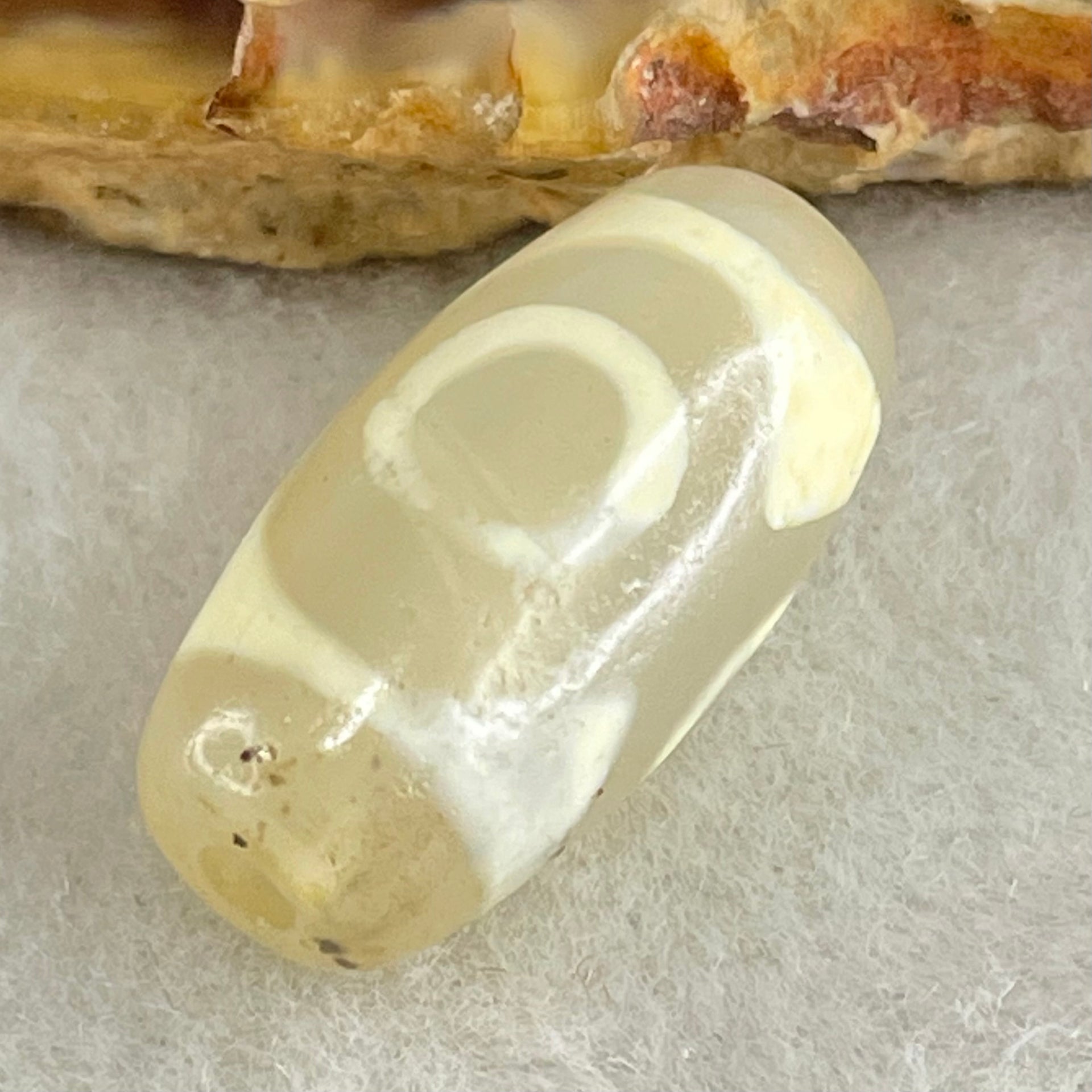 Natural Powerful Tibetan Old Oily Agate 3 Eyes Dzi Bead Heavenly Master (Tian Zhu) 三眼天诛 3.10g 20.2 by 10.2mm - Huangs Jadeite and Jewelry Pte Ltd