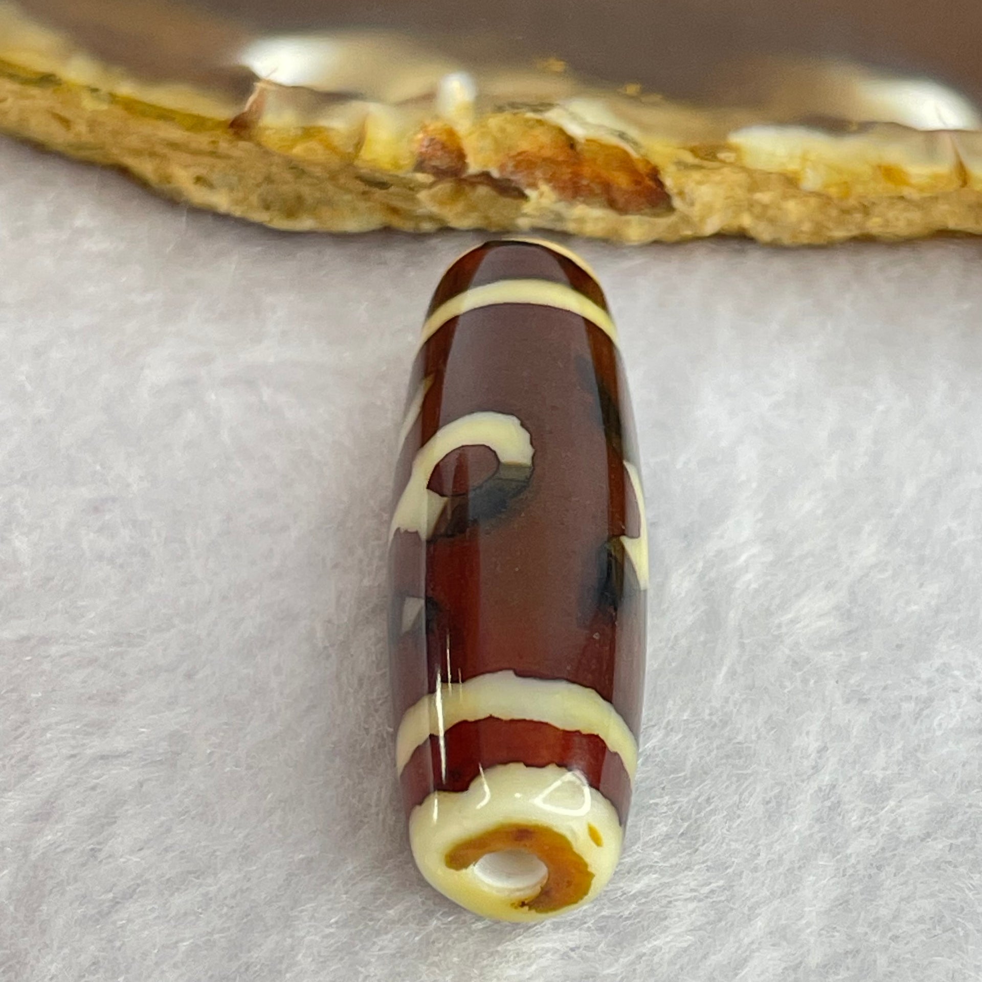 Natural Powerful Tibetan Old Oily Agate Patina Guiren Tairen Human Dzi Bead Totem Amulet Heavenly Master (Tian Zhu) 贵人天诛 8.23g 37.9 by 11.9mm - Huangs Jadeite and Jewelry Pte Ltd