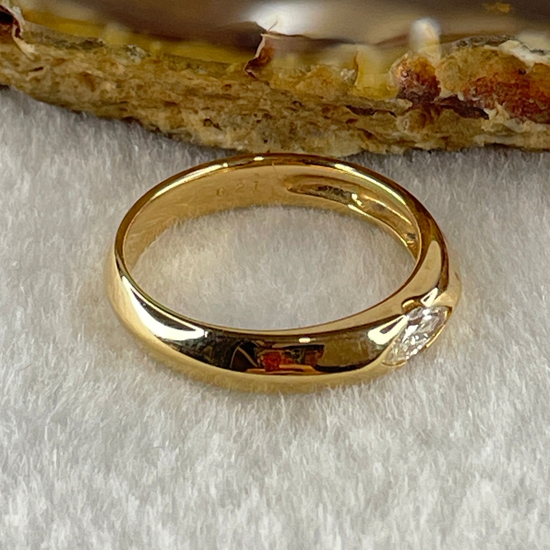 Natural Marquise Shape Diamond in 18K Yellow Gold Ring D0.21ct Total 4.3g US7 HK15 - Huangs Jadeite and Jewelry Pte Ltd