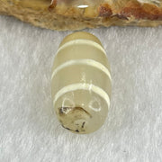 Natural Powerful Tibetan Old Oily Agate 3-Lines Dzi Bead Heavenly Master (Tian Zhu) 三行天诛 3.40g 19.9 by 10.5mm - Huangs Jadeite and Jewelry Pte Ltd