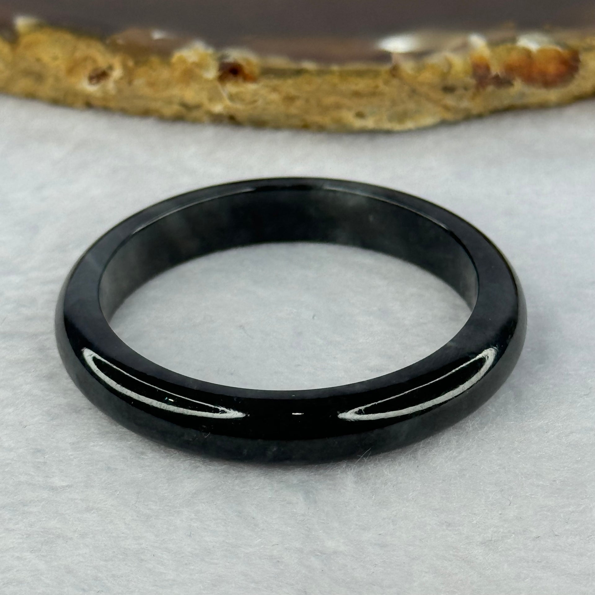 Type A Highly Translucent Black Grey Wuji Jadeite Baby Bangle 12.29g Internal Diameter 36.6mm 7.2 by 5.4mm - Huangs Jadeite and Jewelry Pte Ltd