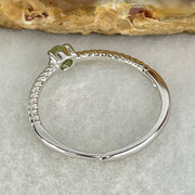 Type A Semi Icy Green Cabochon Jadeite in S925 Sliver Ring (Adjustable Size) 0.98g 3.5 by 1.8mm - Huangs Jadeite and Jewelry Pte Ltd