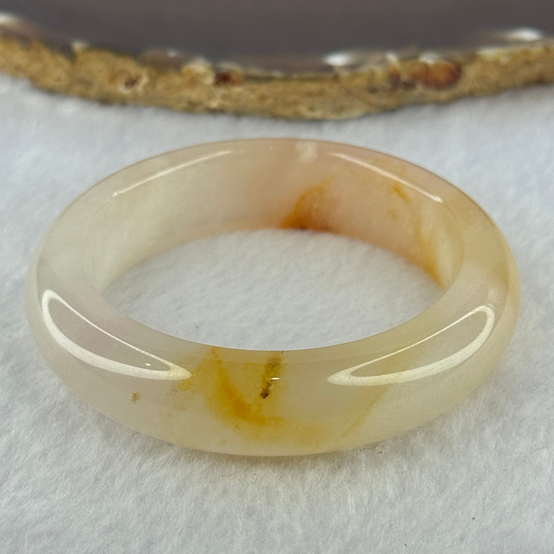 Transparent Peach Yellow Quartzite Jade Bangle 天山水沫玉手镯 47.49g Internal Diameter 48.2mm 14.2 by 9.0mm - Huangs Jadeite and Jewelry Pte Ltd