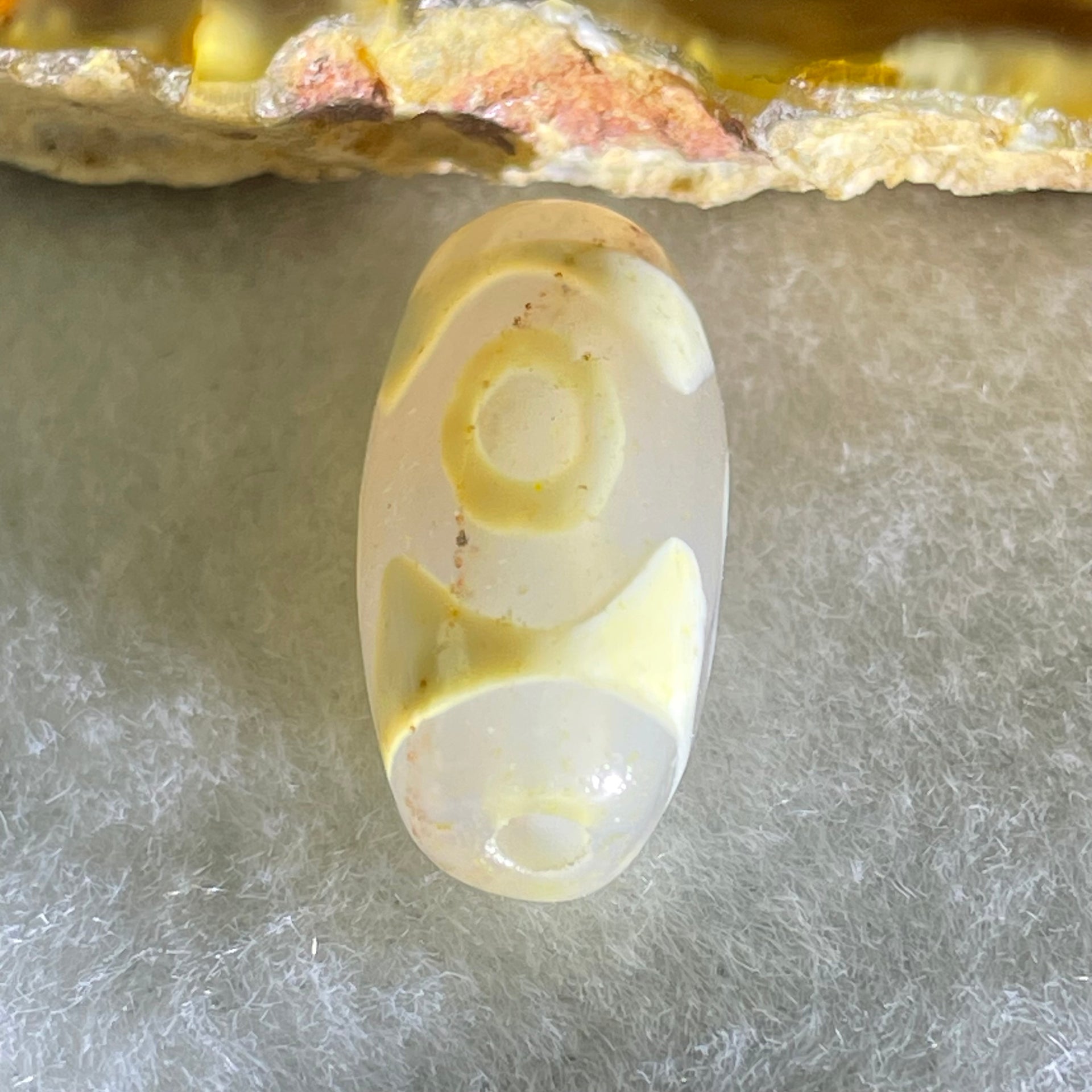 Natural Powerful Tibetan Old Oily Agate 3 Eyes Dzi Bead Heavenly Master (Tian Zhu) 三眼天诛 2.86g 20.1 by 10.0mm - Huangs Jadeite and Jewelry Pte Ltd