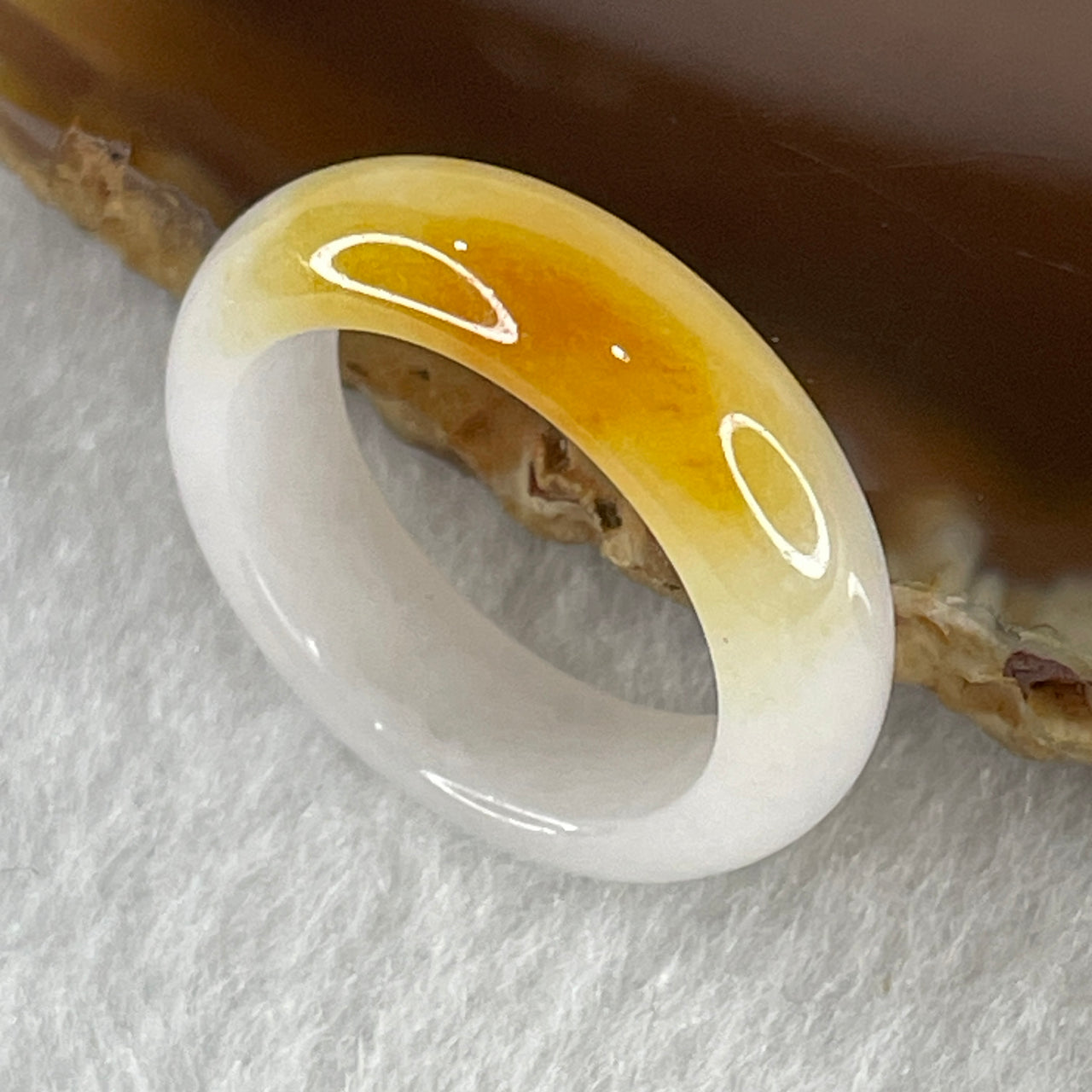 Certified Type A White with Yellowish Jadeite Rings 3.386g 6.3 by 3.4mm US 6.2 HK13.5 (Very Very Slight Internal Line)