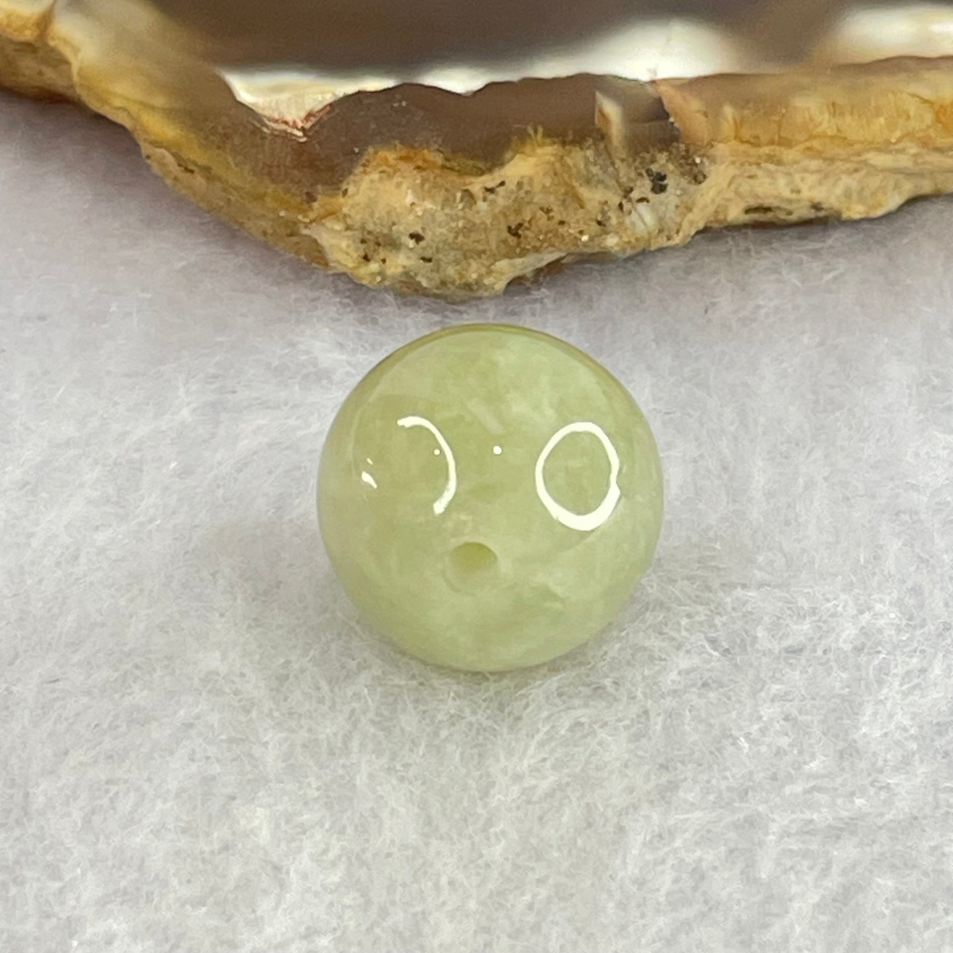 Type A Green Yellow Jadeite Bead for Pendant Bracelet 3.98g 13.2mm - Huangs Jadeite and Jewelry Pte Ltd
