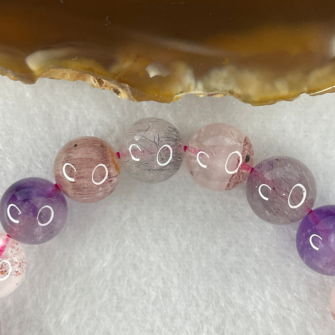 Certified Above-Average Grade Natural Super 7 Crystal Beads Bracelet | Bold High-Clarity Statement Strand | Authentic Sacred Seven Multi-Mineral Inclusions Quartz Spiritual Catalyst & Auric Shield Bracelet (25.46g | 16cm Length | 9.9mm | 20 Beads)