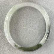 Type A Faint Lavender with Moss Green Patches Jadeite Oval Bangle 43.11g Internal Diameter 53.3mm 13.5 by 6.9mm (Slight External Roughs and Internal Lines) - Huangs Jadeite and Jewelry Pte Ltd