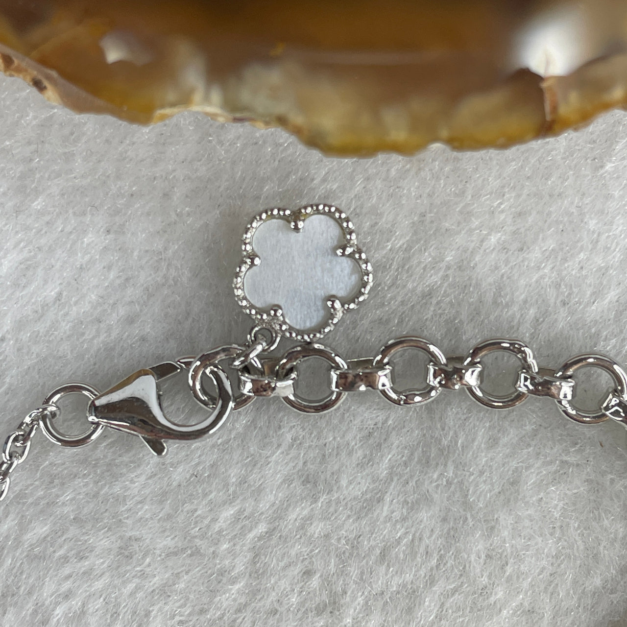 Natural White Mother of Pearl Five-Leaf Clover 9.6x2.6mm & Tulip Flower 11.0x17.0x2.3mm Bracelet | Solid S925 Sterling Silver Setting | Adjustable 16-18cm Romantic Botanical Luxury Talisman (7.60g)