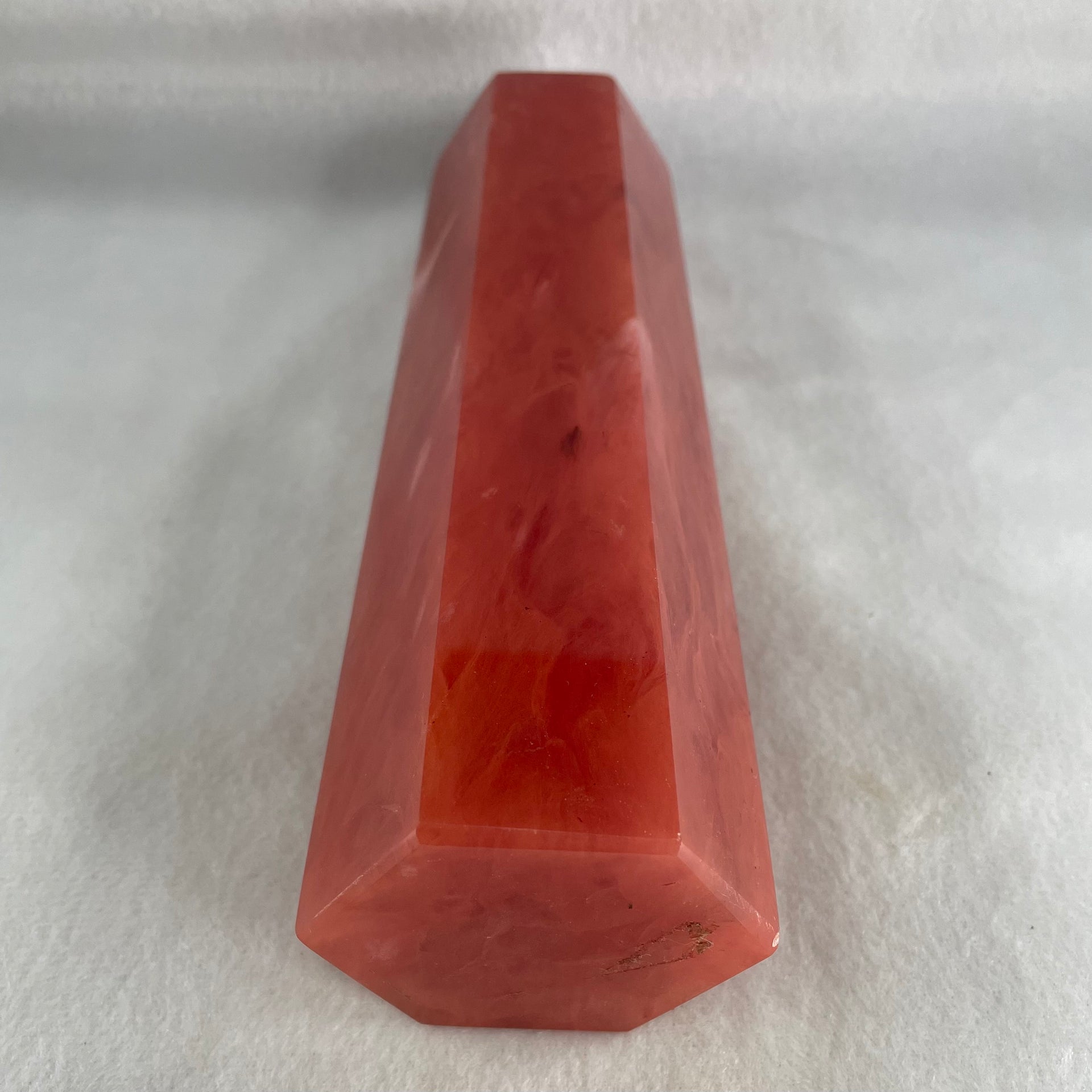 Cherry Quartz Tower with Wooden Stand Display 866.8g 59.3 by 50.0 by 210.0mm - Huangs Jadeite and Jewelry Pte Ltd