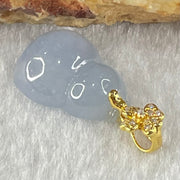 Type A Semi Icy Deep Lavender Jadeite Hulu and Diamonds in 18K AU750 Yellow Gold Four Leaf Clover Pendant 2.19g 15.8 by 11.9 by 6.2mm - Huangs Jadeite and Jewelry Pte Ltd