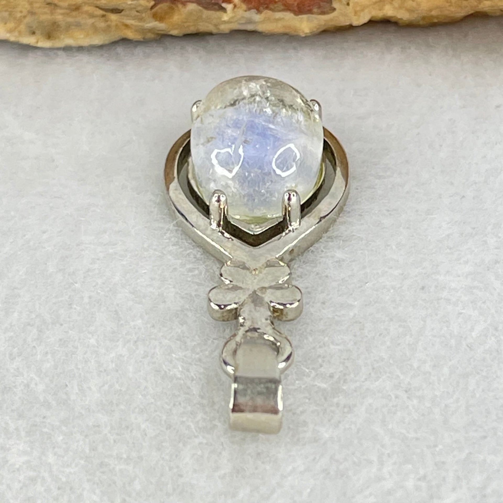 Good Grade Rare Natural Blue Dumortierite Rutilated Quartz in S925 Pendant 2.65g 10.9 by 8.8 by 6.5mm - Huangs Jadeite and Jewelry Pte Ltd