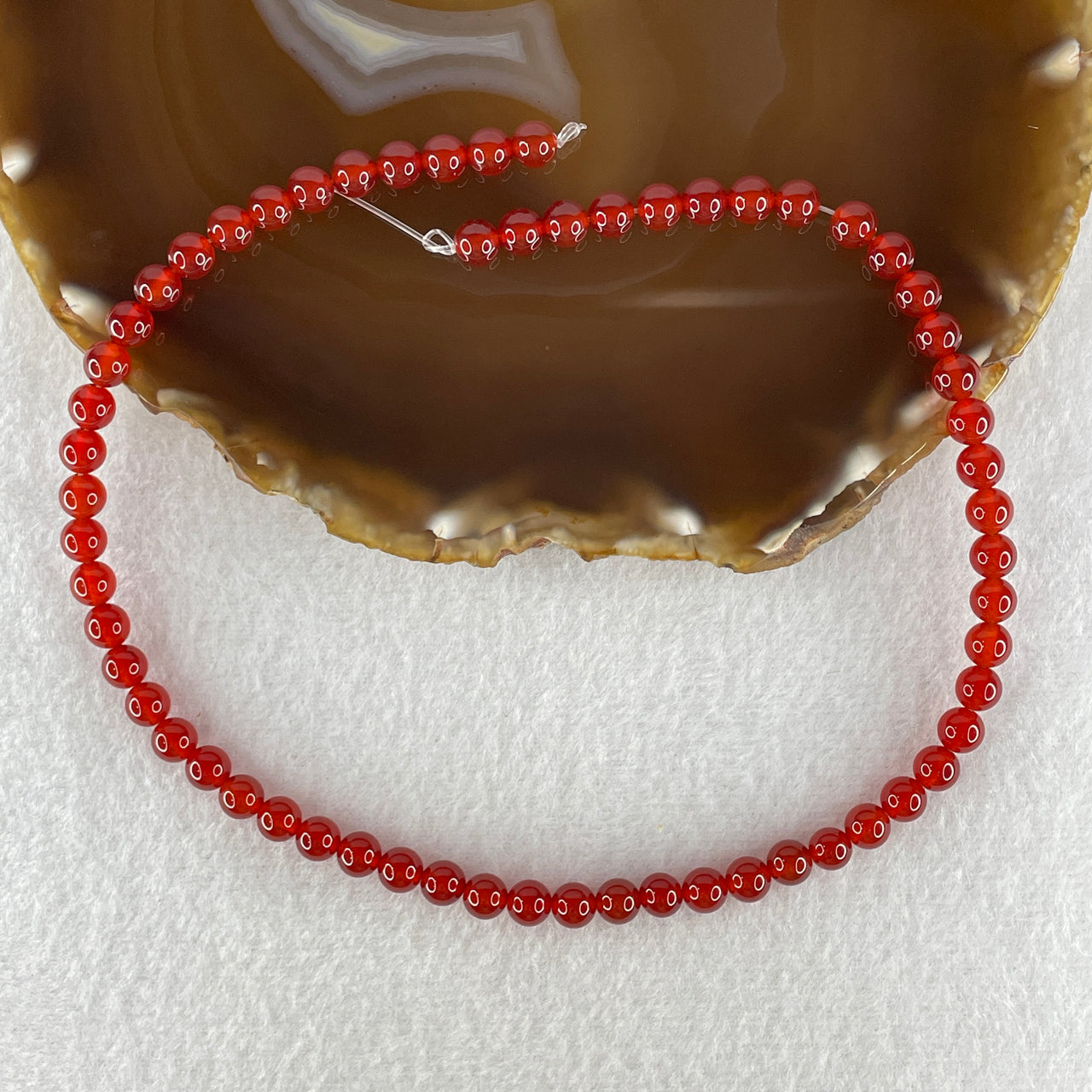 Certified Natural Red Agate Chalcedony Beads Loose Beads for Bracelet 20.09g 37.5cm 6.4mm 61 Beads