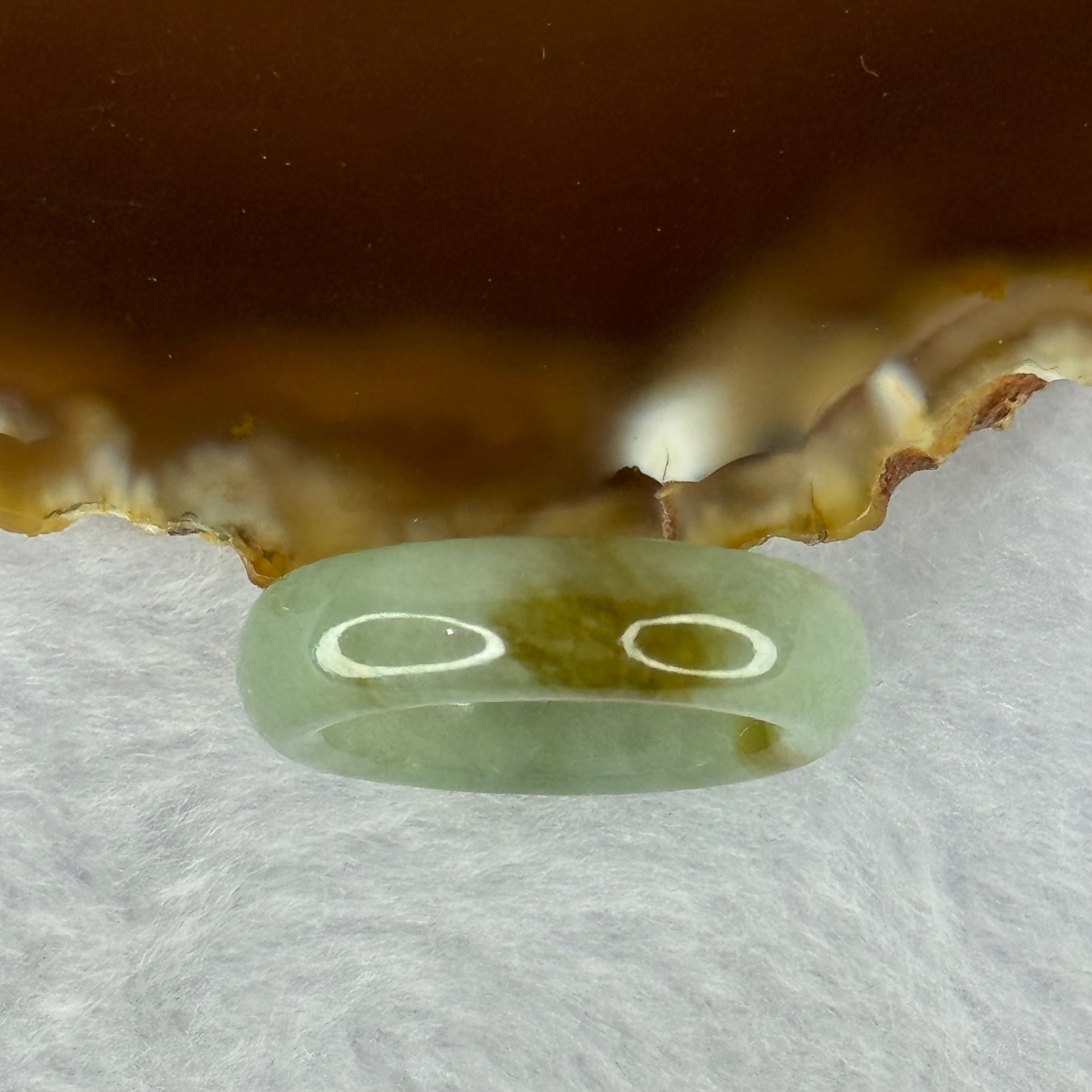 Type A Green with Brown Patches Jadeite Ring 4.17g 6.3 by 3.7mm US7 HK15.5 - Huangs Jadeite and Jewelry Pte Ltd