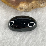 Type A Translucent Black Omphacite Jadeite Round Cabouchon Stone For Setting 1.27g 15.1 by 8.9 by 4.7mm - Huangs Jadeite and Jewelry Pte Ltd