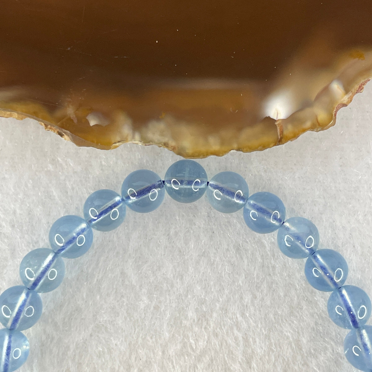 Certified Above Average Natural Aquamarine Beads Bracelet | 15cm with 27 Beads 6.7mm (10.78g | Ocean Blue Translucency |Throat & Third Eye Chakra Harmony, Tranquil Communication & Serene Wealth Shield)