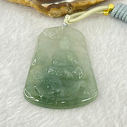 Type A Semi Icy Blueish Green Jadeite Guan Yin With Elephant and Flower Samantha Bodhisattva Pendant 31.38g 58.4 by 38.8 by 7.2mm - Huangs Jadeite and Jewelry Pte Ltd