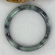 Type A Wuji Grey Black with Light Green Patch Jadeite Bangle Internal Diameter 52.2mm 27.55g 8.0 by 7.0mm - Huangs Jadeite and Jewelry Pte Ltd