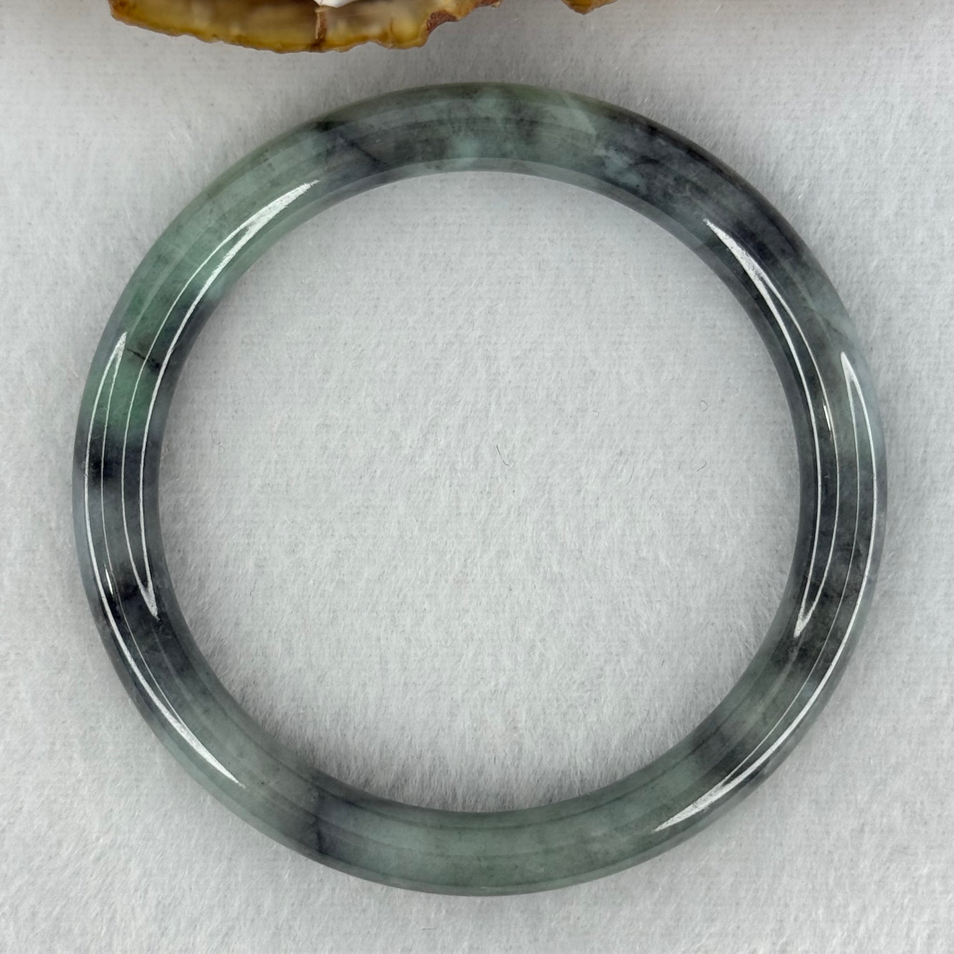 Type A Wuji Grey Black with Light Green Patch Jadeite Bangle Internal Diameter 52.2mm 27.55g 8.0 by 7.0mm - Huangs Jadeite and Jewelry Pte Ltd