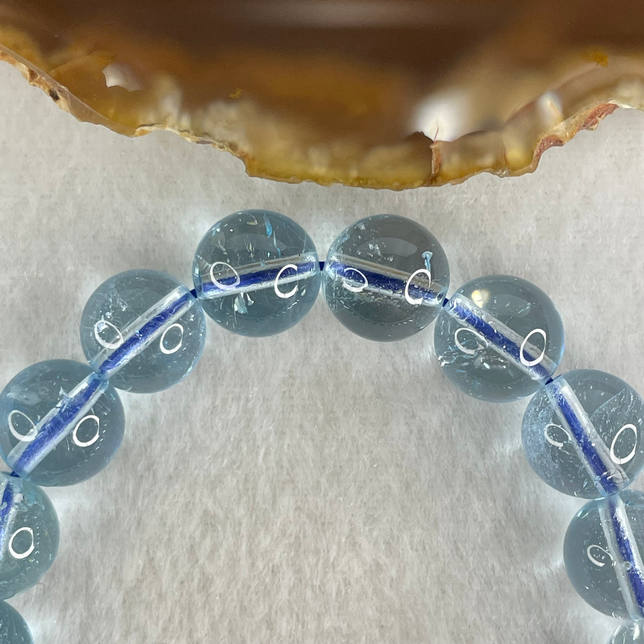 Good Grade Natural Blue Topaz Beads Bracelet 43.74g 16.5cm 10.9mm 19 Beads - Huangs Jadeite and Jewelry Pte Ltd