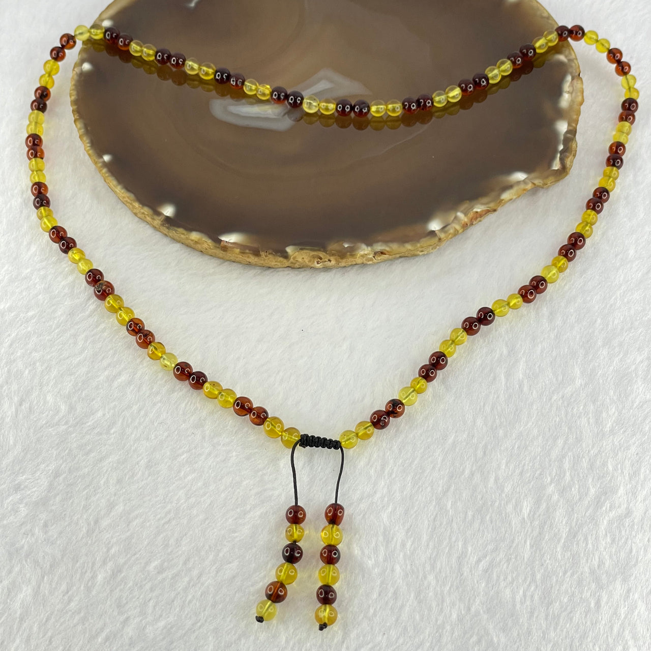 Natural Mixed Color (Red and Yellow) Amber Beads Necklaces 9.34g 5.3mm 110 + 12 Beads (Slight Rough on few Beads) - Huangs Jadeite and Jewelry Pte Ltd