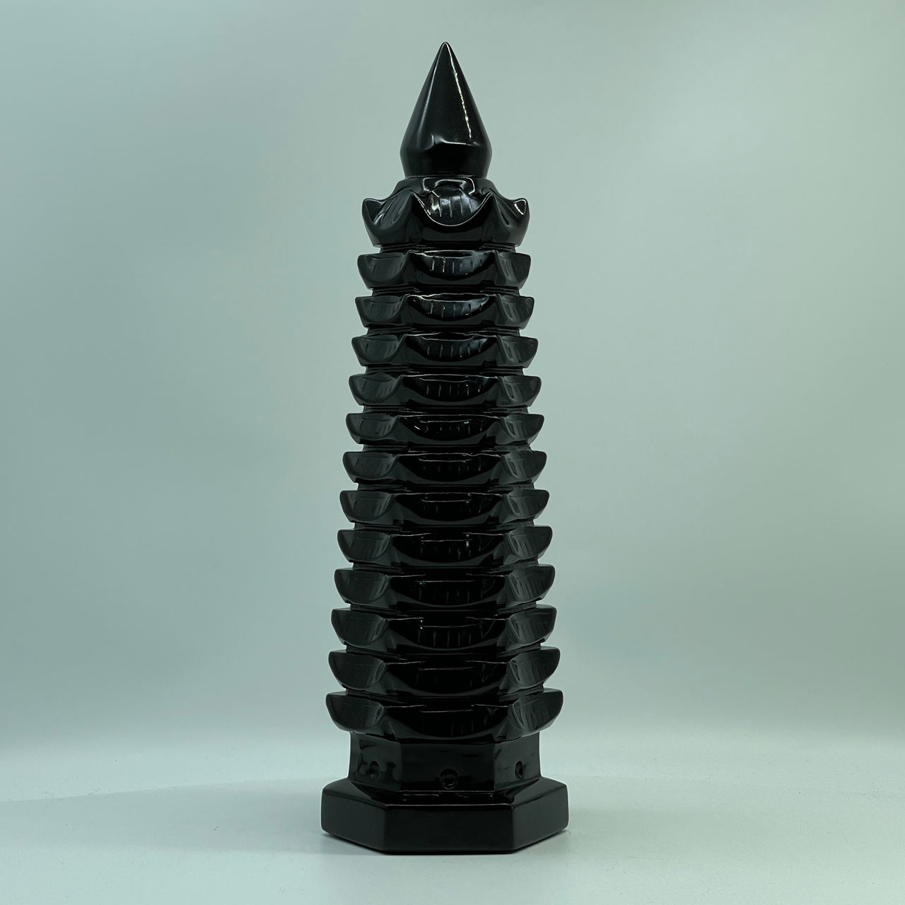 Black Obsidian Pagoda Display 2,510.5g 90.0 by 100.0 by 330.0mm