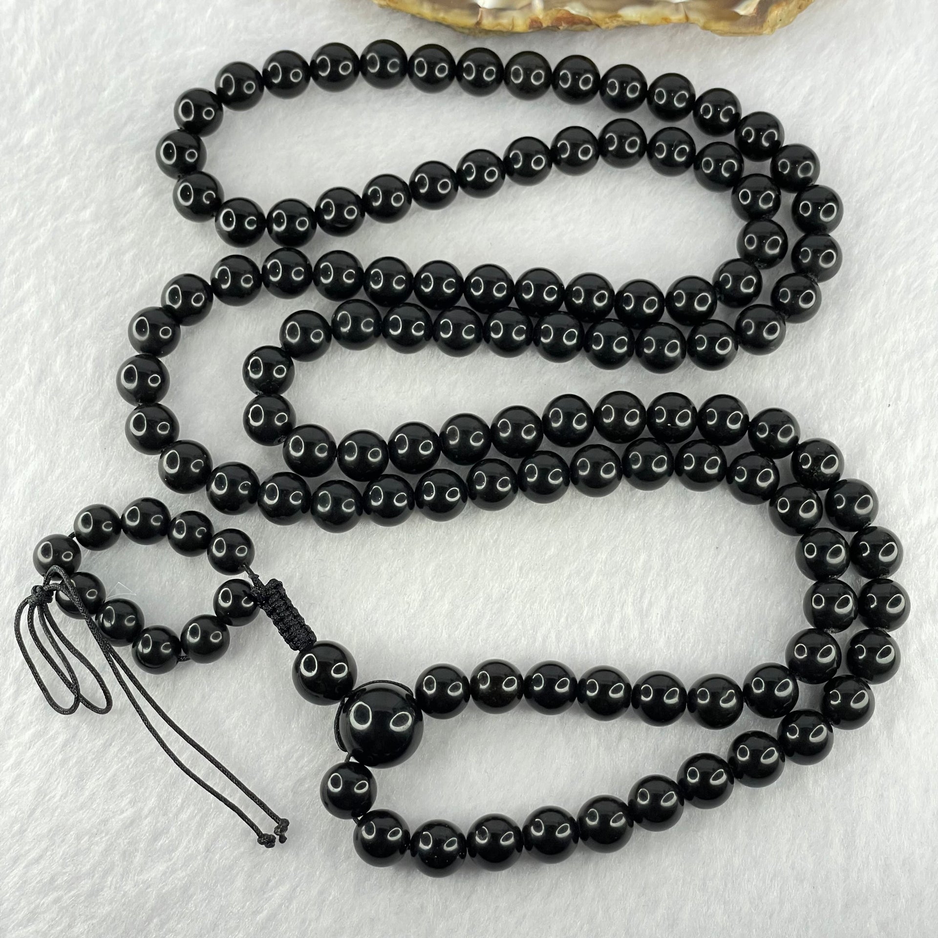 Natural Black Amber Beads Necklace 天然黑琥珀项链 39.36g 88cm 13.0mm 1 Bead 10mm 1 Bead 8.7mm 108 Beads - Huangs Jadeite and Jewelry Pte Ltd