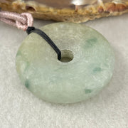 Type A Green with Blueish Green and Yellow Piao Hua Jadeite Ping An Kou Donut Pendent 27.08g 35.3 by 10.2mm - Huangs Jadeite and Jewelry Pte Ltd