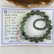 Good Grade Natural Cats Eye Green Rutilated Quartz Beads Bracelet 37.68g 17cm 11.7mm 17 Beads - Huangs Jadeite and Jewelry Pte Ltd