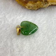 Natural Green Aventurine Mini Heart Pendant with Sliver Gold Color Clasps 0.88g 12.1 by 12.0 by 4.3mm - Huangs Jadeite and Jewelry Pte Ltd