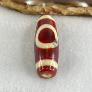 Natural Powerful Tibetan Old Oily Red White Agate One Eye Gold Metal Element Dzi Bead Heavenly Master (Tian Zhu) 一眼金天珠 10.59g 38.0 by 13.3mm - Huangs Jadeite and Jewelry Pte Ltd