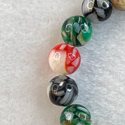 Muti Color Glass Beads Bracelet 21.04g 15.5cm 10.5mm 18 Beads - Huangs Jadeite and Jewelry Pte Ltd