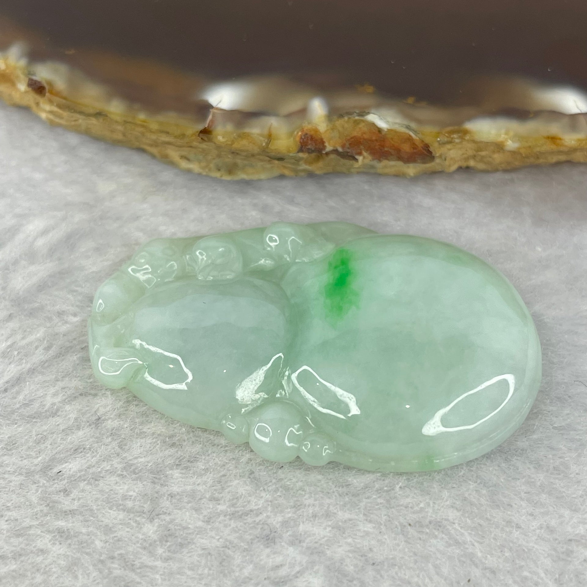 Type A Light Green with Lavender and Bright Green Patch Jadeite Hulu Pendent 12.06g 41.6 by 27.4 by 7.2mm - Huangs Jadeite and Jewelry Pte Ltd