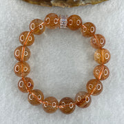 Special Good Grade Natural Reddish Copper Rutilated Quartz Beads Bracelet 36.42g 15cm 11.9mm 16Beads - Huangs Jadeite and Jewelry Pte Ltd