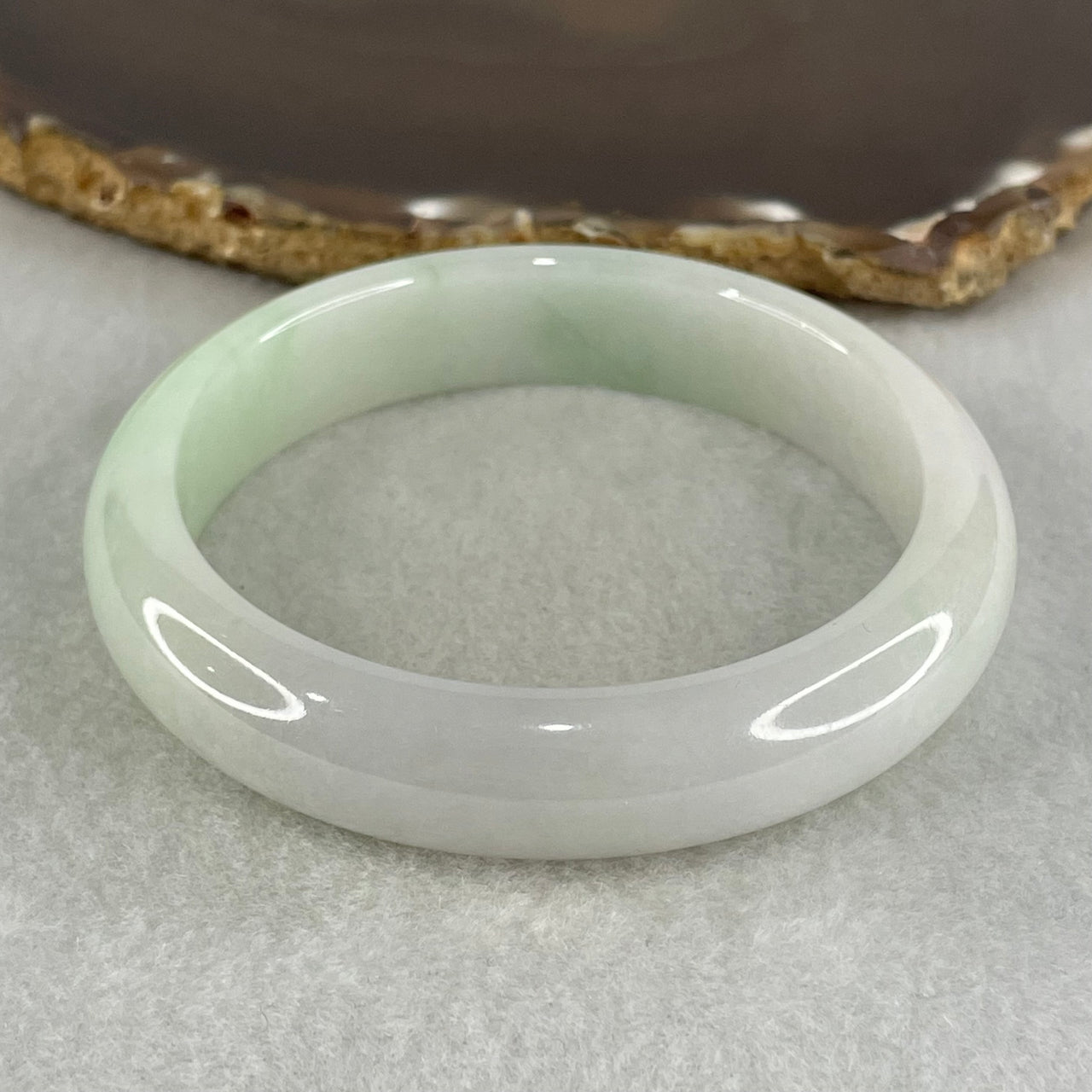 Type A Light Green Faint Lavender Jadeite Bangle 58.75g Inner Diameter 58.3mm 13.4 by 8.4mm (Slight Internal Line) - Huangs Jadeite and Jewelry Pte Ltd