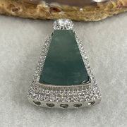Natural Type A Blueish Green Jadeite Wushipai Pendant in S925 Silver | (13.60g | 24.8 x 15.5 x 3.5mm | Unobstructed Peace & Supreme Protection Anchor, Feng Shui Harmony & Executive Calm Pendant) - Huangs Jadeite and Jewelry Pte Ltd