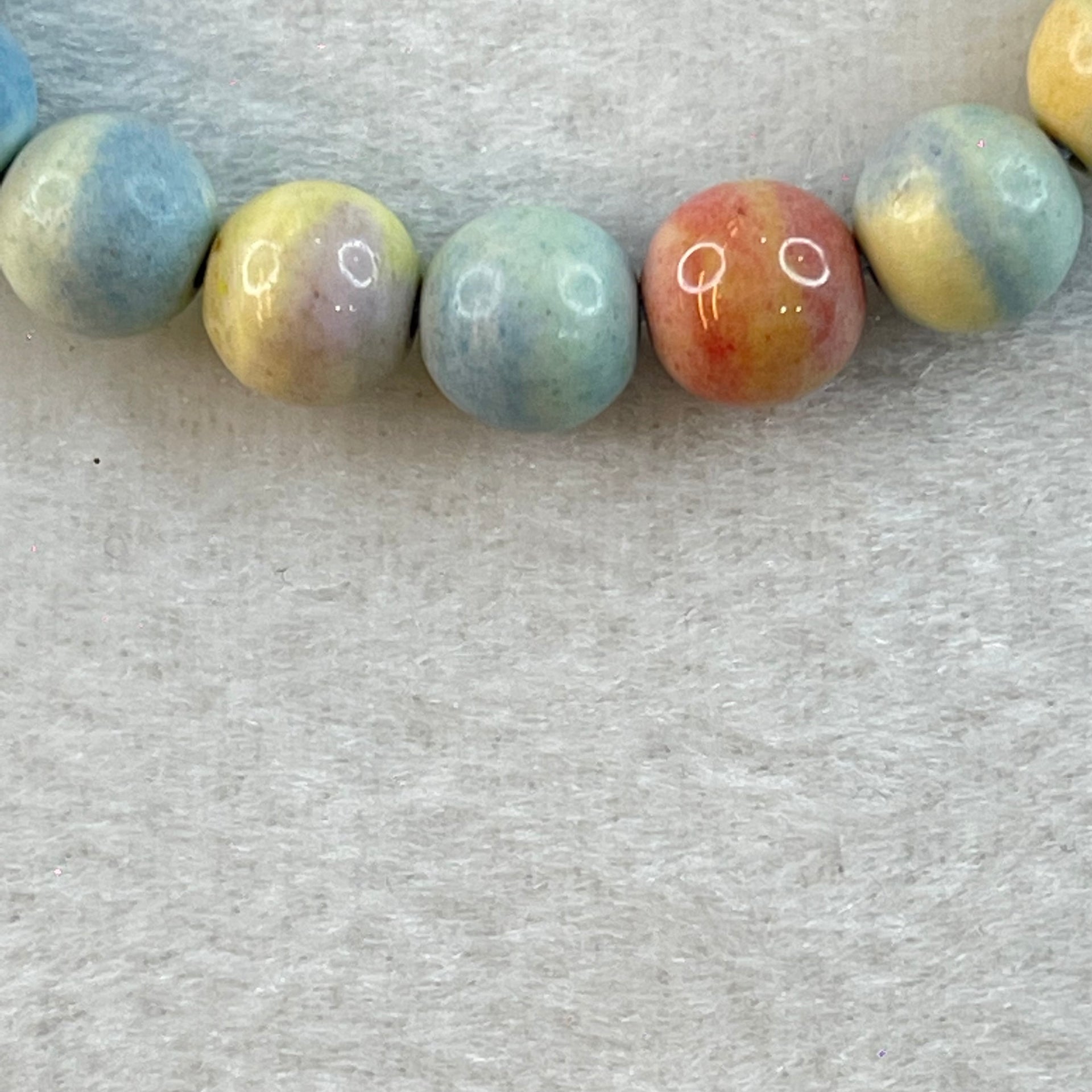 Natural Rainbow Gobi Agate Beads Bracelet 14.70g 15cm 7.9mm 23 Beads - Huangs Jadeite and Jewelry Pte Ltd