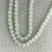 Type A White to Faint Blue Jadeite Beads Necklace 60.70g 66cm 7.1mm 98 Beads - Huangs Jadeite and Jewelry Pte Ltd