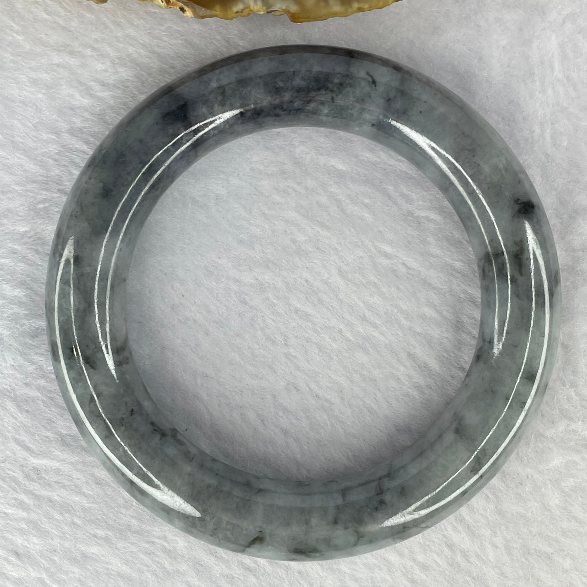 Type A Grey Wuji Piao Hua Jadeite Bangle 87.65g 13.8 by 12.6 mm Internal Diameter 54.2 mm (Very Very Fine Small Internal Lines) - Huangs Jadeite and Jewelry Pte Ltd